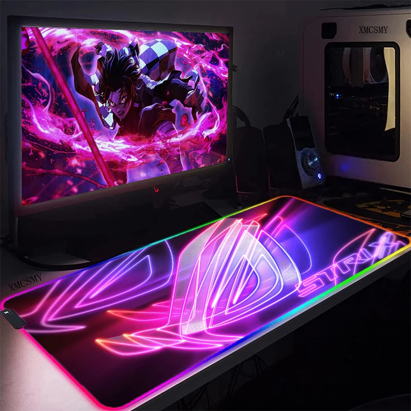 

Mouse Pad With Rgb Asus Rog Pc Gamer Keyboard Mousepad Xxl Gaming Accessories Laptop Desk Mat Anime Large Backlight Mouse Mats