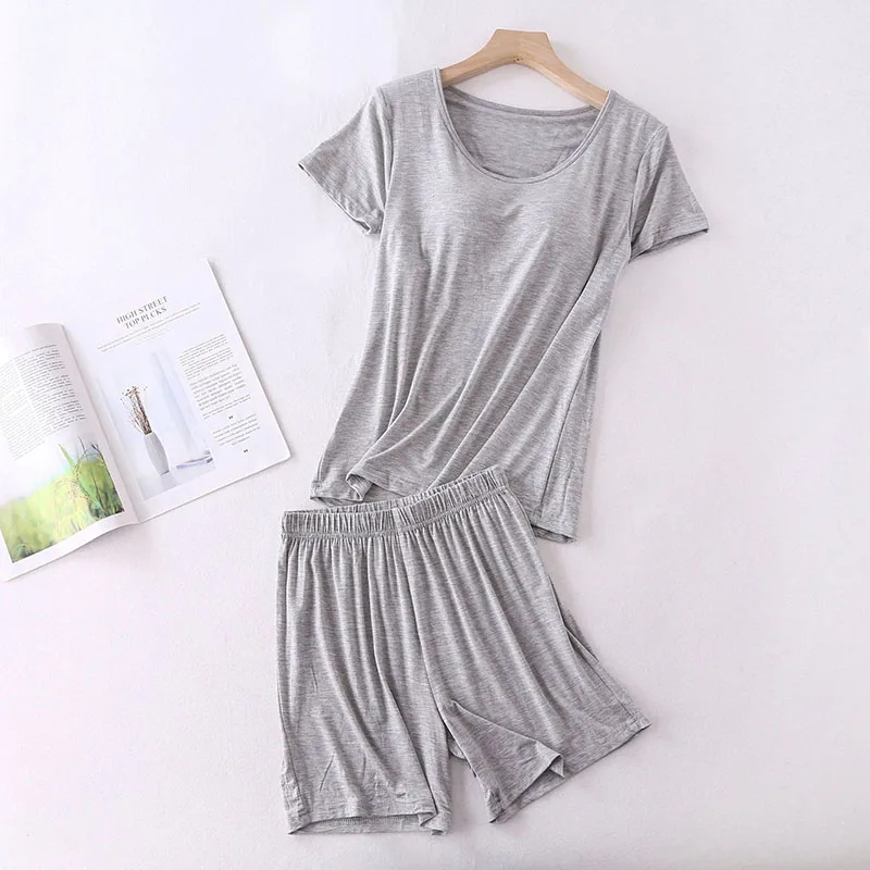 Пижамный комплект Sanderala женский из модала пикантный топ с подкладкой и длинным