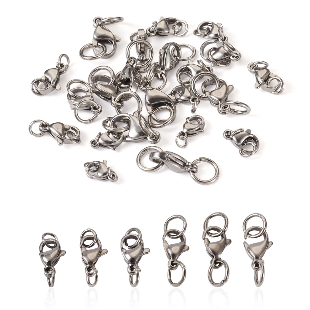 

30Pcs 304 Stainless Steel Lobster Claw Clasps Open Jump Rings For Jewelry Making Bracelet Necklace Connectors Findings Supplies
