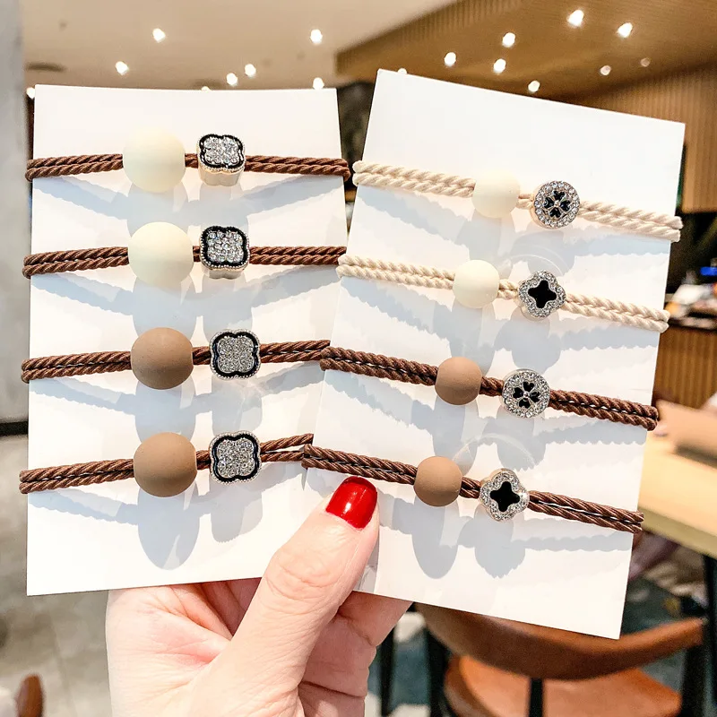 

4PCS Fashion Simple Elastic Hair Band Women Temperament Scrunchies Hair Ties Ponytail Holder Cross Headwear Girls Hair Rope