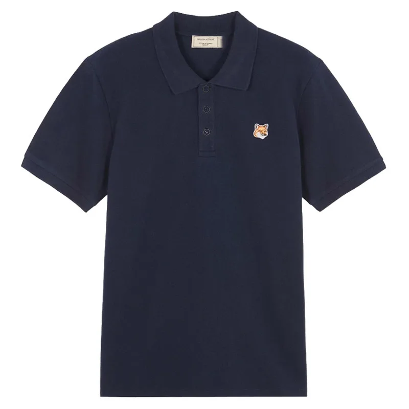 

Men Shirt Luxury Brand Fox Embroidery Logo Appliqued Cotton Polo Shirt Male Fashion Short Sleeve Tops Men Street T Shirt
