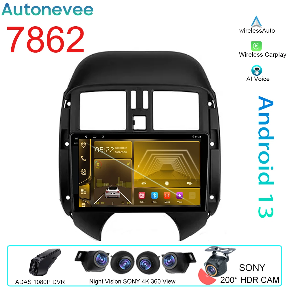 

For Nissan Sunny Versa C17 2012 - 2014 WIFI Navigation Multimedia Stereo Carplay Video Player Android Auto Car Radio No 2din DVD