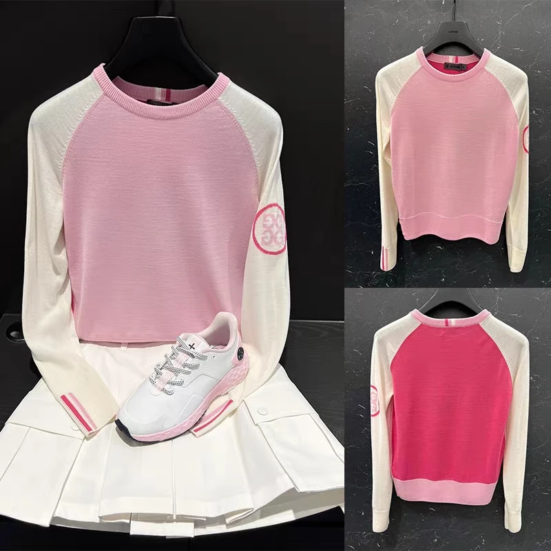 

South Korea's original single golf clothing women's autumn long-sleeved knitwear new sports elastic slim top