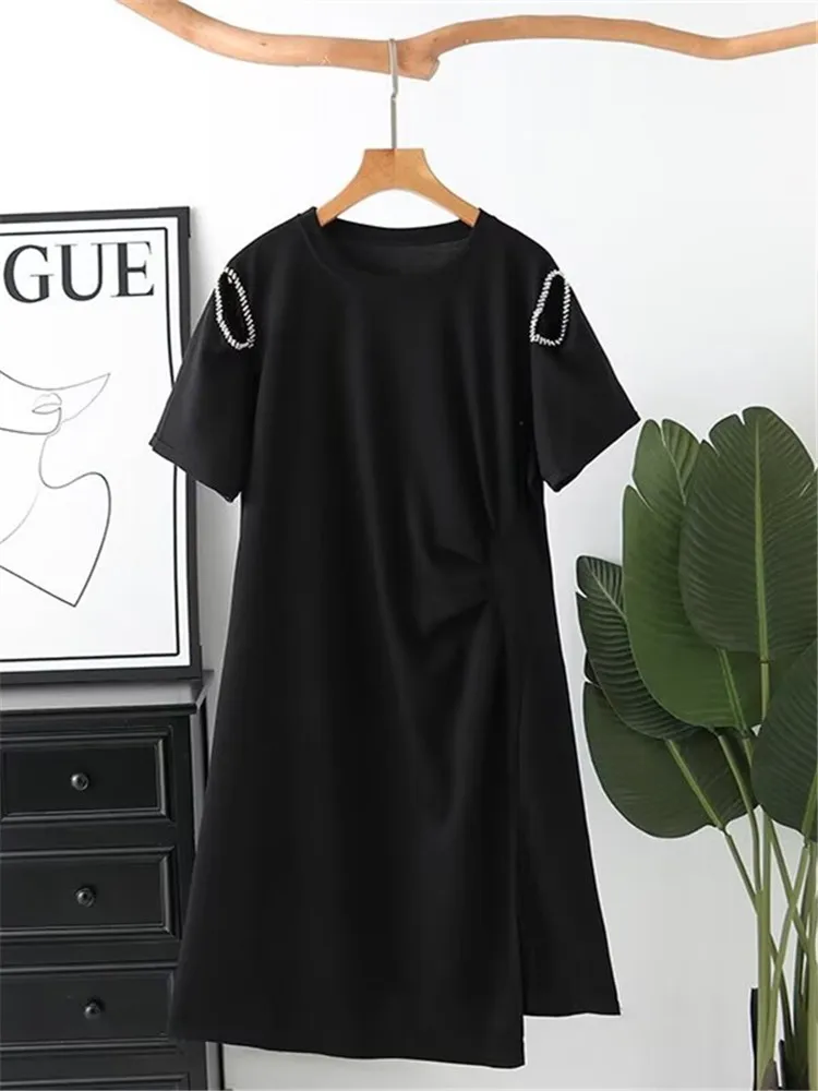 Женское платье больших размеров Платье с короткими рукавами и открытыми плечами