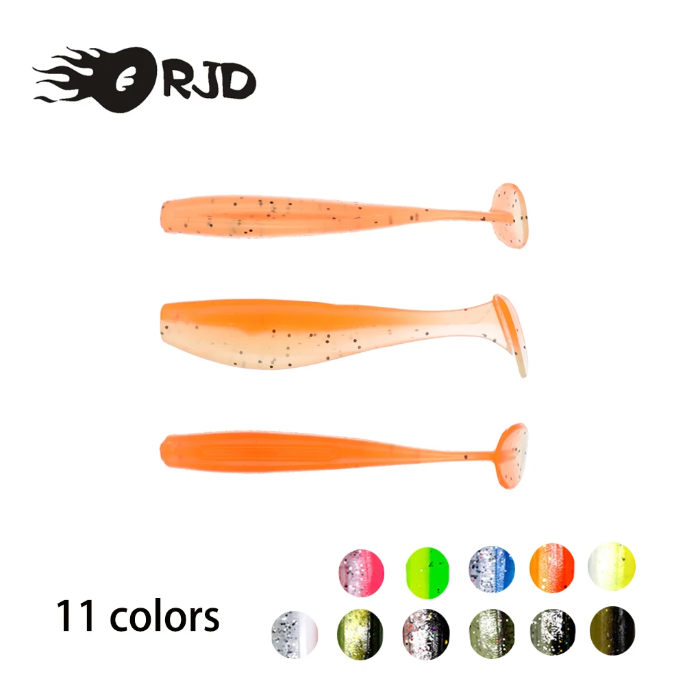 

ORJD 5/10/20/30pcs Worm Soft Bait T Tail Jigging Wobbler Easy Shiner Fishing Lure Tackle Bass Pike Aritificial Silicone Swimbait