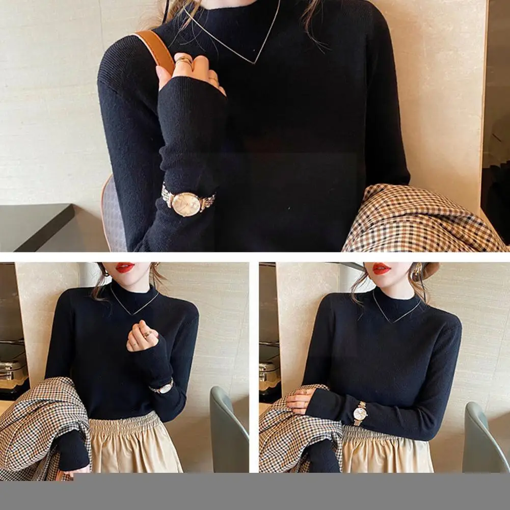 

Half Turtleneck Sweater Soft Waxy Sweater Bottoming Soft Shirt Pullover Warm Sweater Women's Slim Pullover Knit And S3e7
