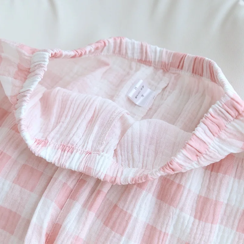 2023 зимние пижамы для пар 100% марля хлопок простой стиль клетчатая пижама с принтом