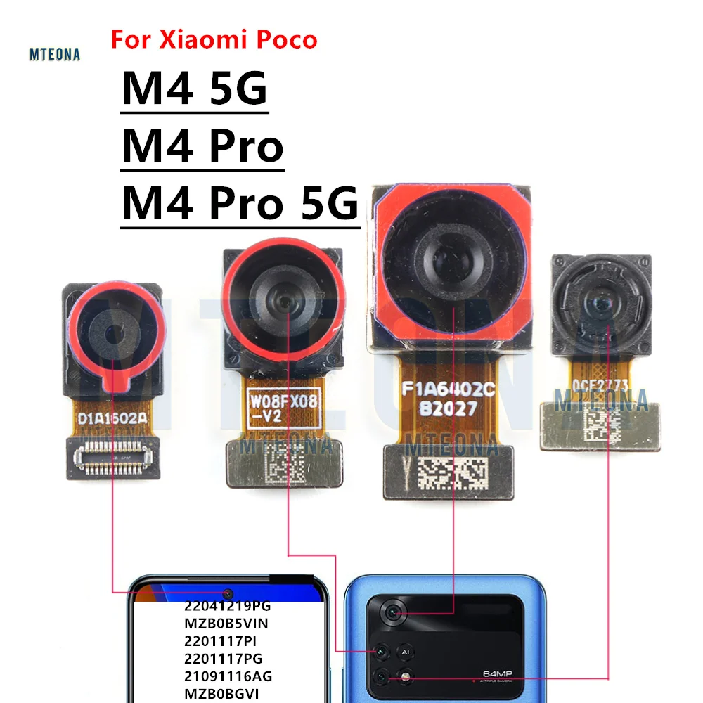 

Передняя Задняя Основная камера для Xiaomi Pocophone Poco M4 Pro 4G M4 стандартная основная задняя Передняя мелочь модуль камеры широкий гибкий кабель