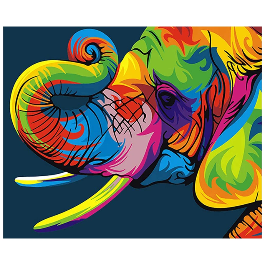 

FSBCGT Colorful Elephants DIY Painting By Numbers Adults For Drawing On Canvas Coloring By Numbers Art Number Decor