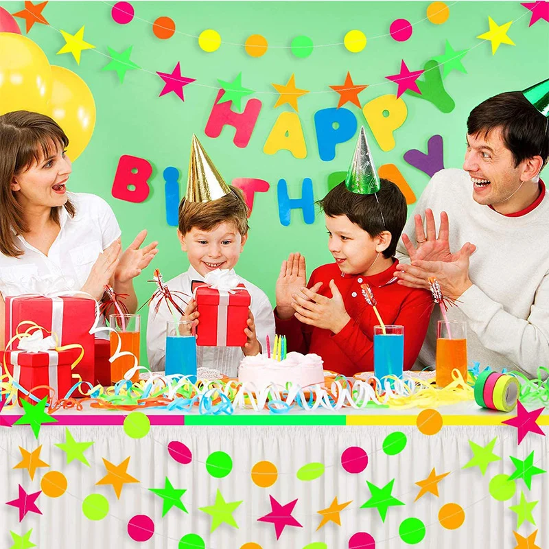 Флуоресцентные гирлянды круглые точки звезда неоновые растяжки УФ-светильник