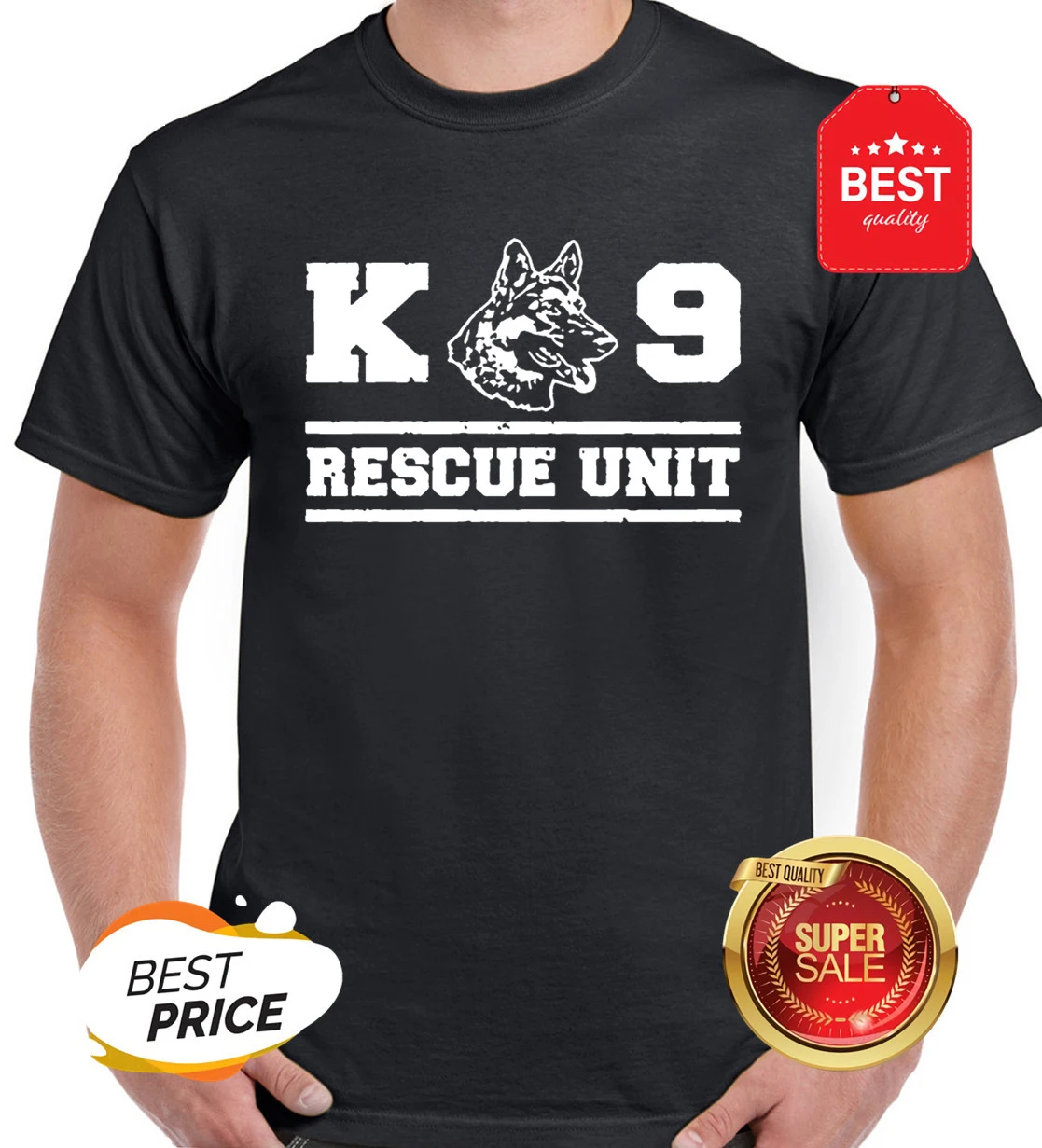 

2023 new fashion casual men t-shirt k9 rescue unit t shirt security german shepherd fireman police military fbi cia shirt tees
