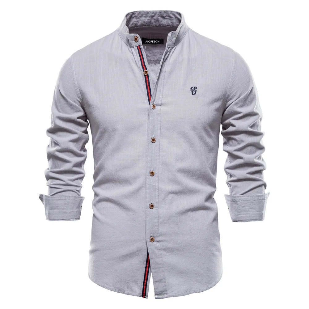 Autumn Shirt Men Solid Color High Quality Long Sleeve Cotton White Shirt for Men Lapel Casual Social Men's Shirts New