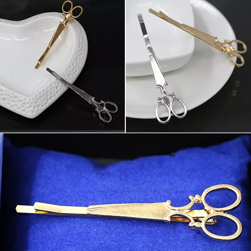 

Creative Scissors Shape Women Lady Girls Hair Clip Delicate Hair Pin Hair Barrette Gold Silver Hair Accessories Decorations