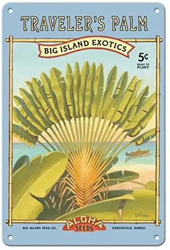 Traveler's Palm - Aloha Seeds - Big Island Seed Company - Big Island Exotics - Seed Packet by Kerne Erickson  Metal Tin Sign