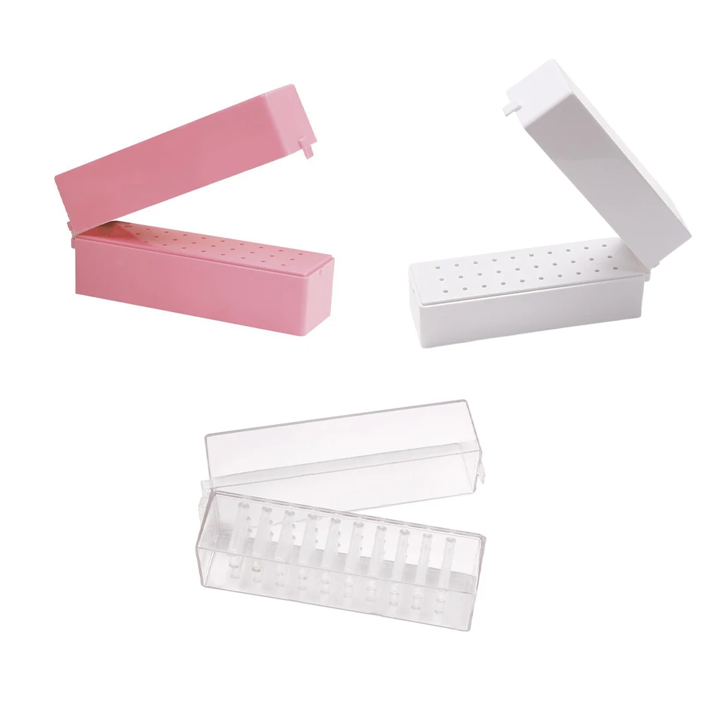 

30 Holes Nail Art Drill Storage Box Empty Grinding Polish Head Bit Holder Tool Plastic Dustproof Manicure Organizer