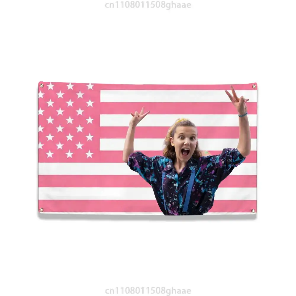 Фото Настенный баннер Millie Brown Stranger Flag для общежития, декоративный гобелен для создания атмосферы на открытом воздухе №4