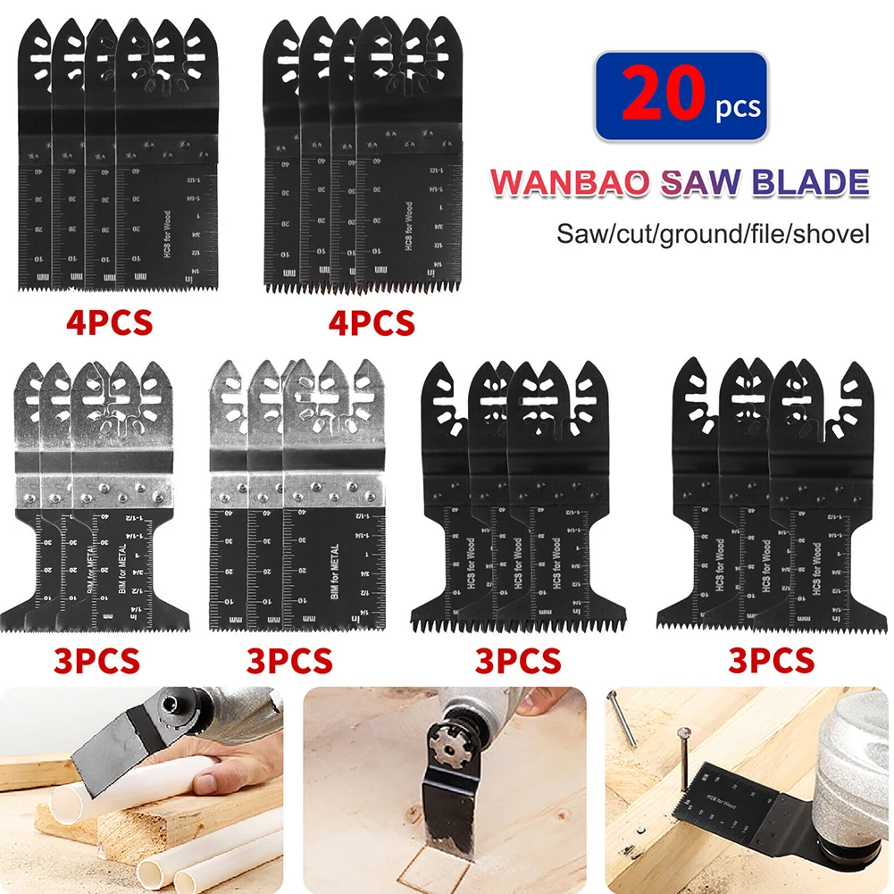 

20PCS Oscillating Bimetal Saw Blades Japanese Tooth Multi Tool For Cutting Wood Plastic Gypsum Board Glass Power Tool Accessorie