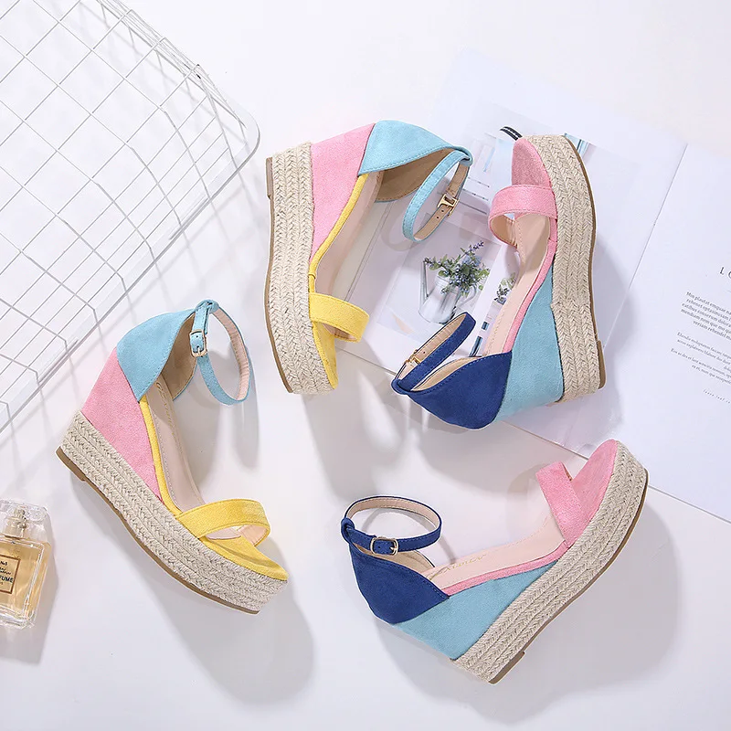 

Buckle Spring Shoes Clear Heels Clogs Wedge 2022 Sandals Open Toe Suit Female Beige Comfort Platform New Low Summer Girls High S