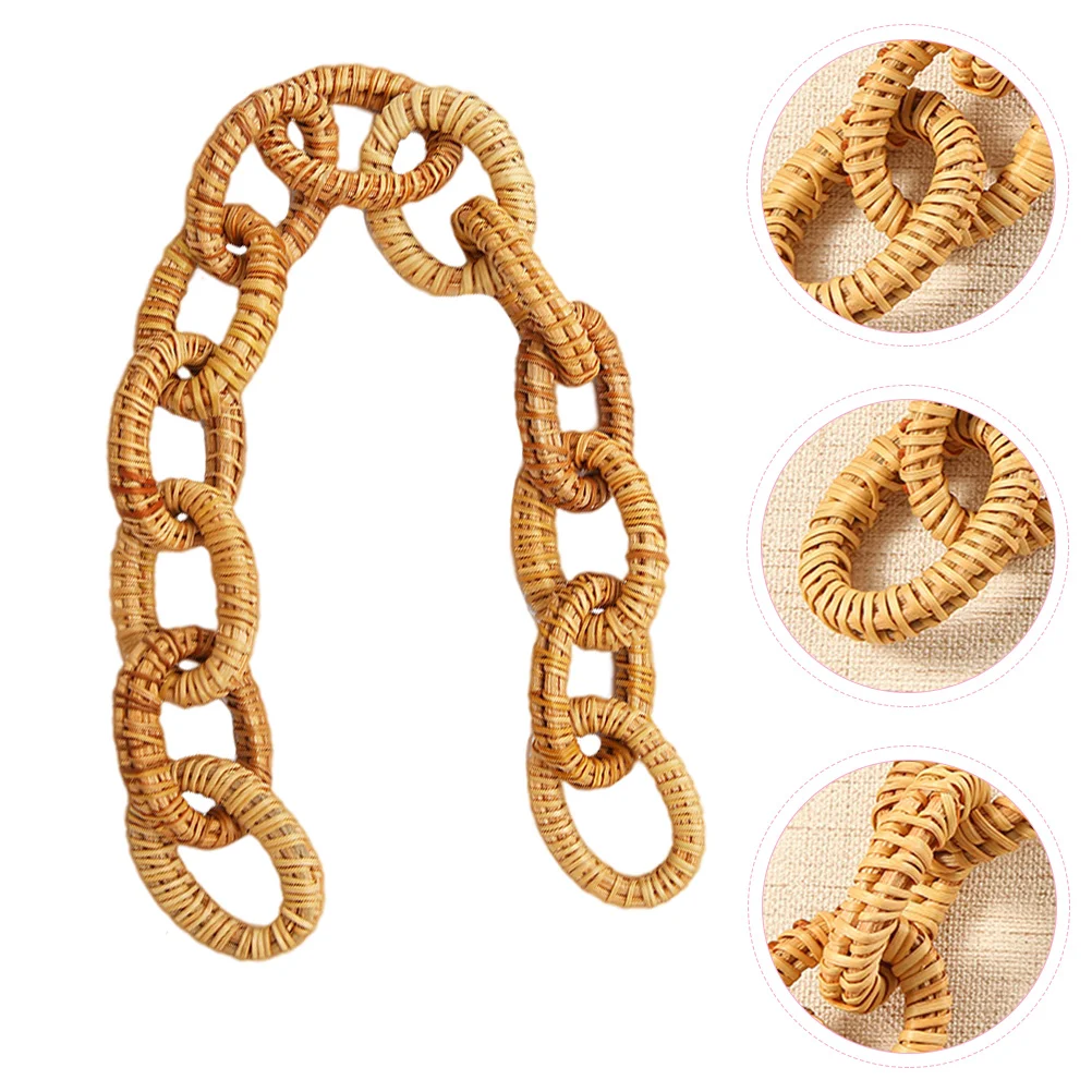 

Chain Strap Link Purse Rattan Extender Decor Garland Woven Farmhouse Handbag Ornament Wood Hanging Rustic Handle Shoulder