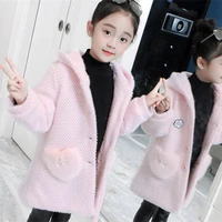 girls fur coat jacket cotton%c2%a0outwear overcoat 2022 gray warm thicken plus velvet winter autumn school gift childrens clothing