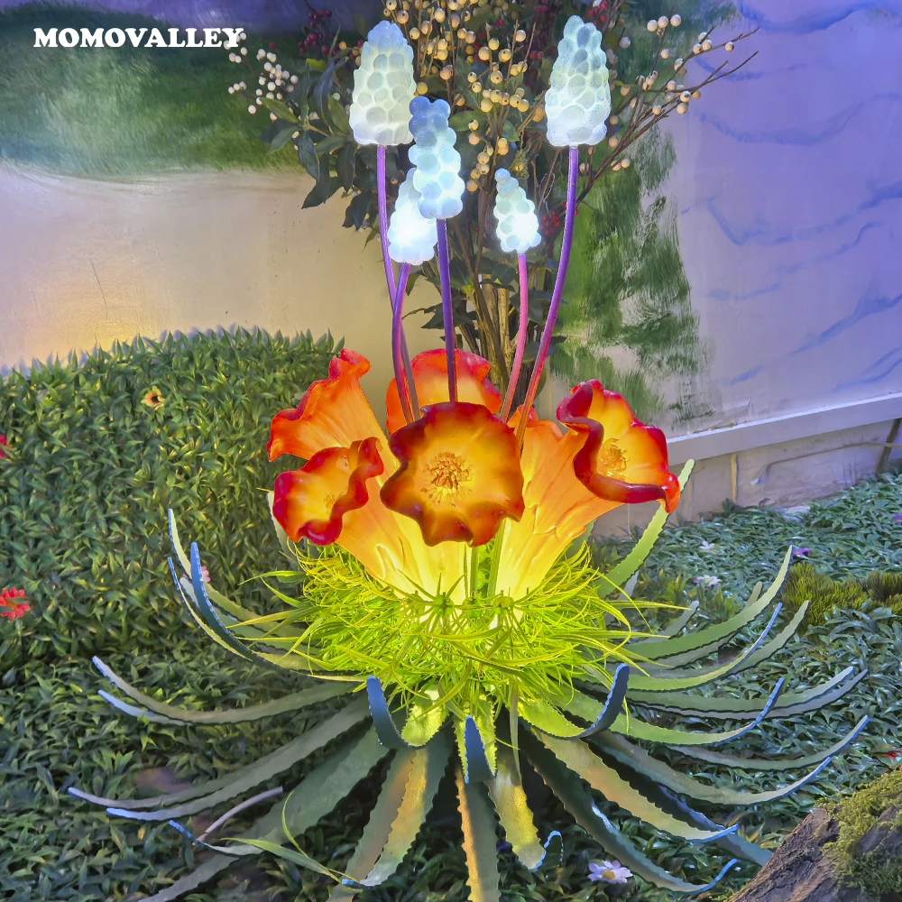 Фото Светильник Momovalley Night Light Wild Flowers LED: Декоративный уличный светильник для сада, парка, двора в виде цветущих цереусов и высокой травы №4