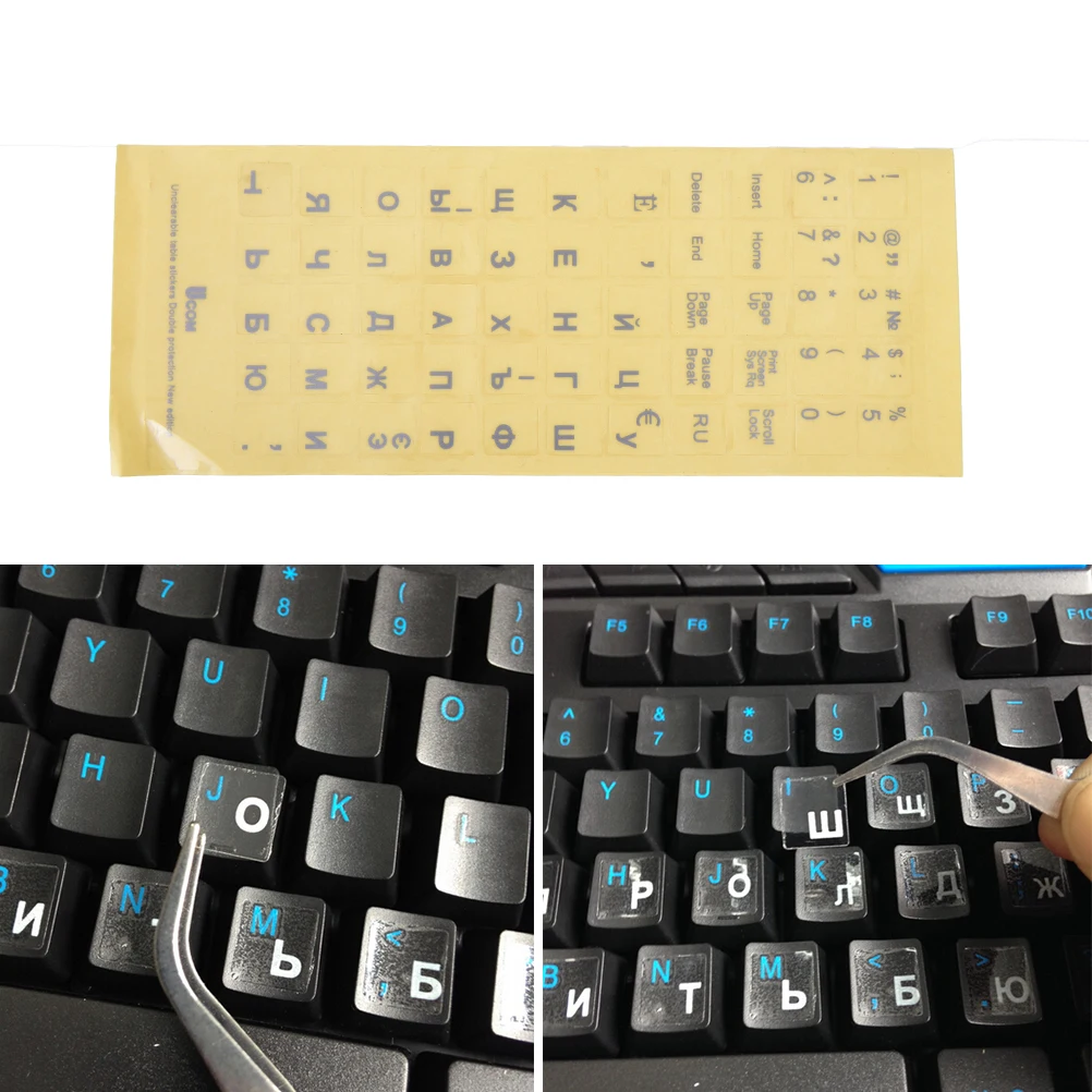 

Russian Transparent Keyboard Stickers Russia Layout Alphabet White Letters for Laptop Notebook Computer PC