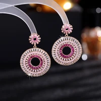 2022 trend new sweet exaggerated earrings women retro blue gradient pink zircon rainbow hoop earrings luxury jewelry