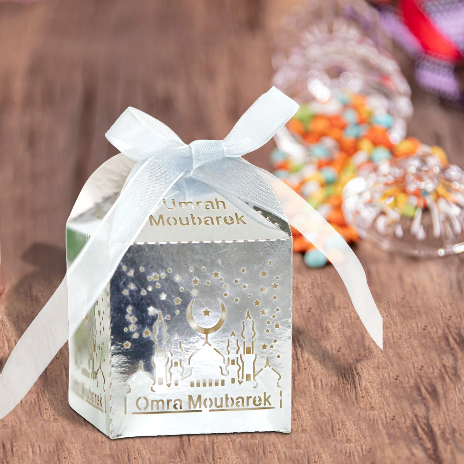

Ramadan Decoration 2022 Candy Box 50Pcs Eid Mubarak Openwork Chocolate Hollow Candy Boxes For Snack Container Storage