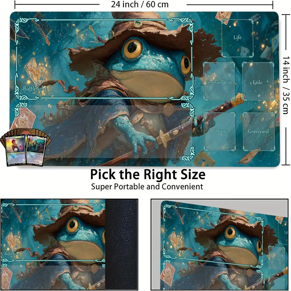 Фото Игровой коврик Blue-Robed Frog Warrior Magic Card Battle Mat MTG с противоскользящим основанием 35X60CM, коврик для настольных игр TCG №4