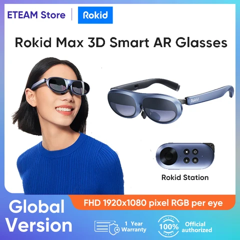 Оригинальные 3D смарт-очки Rokid Max AR с Rokid Station глобальная версия Micro OLED 215 дюйма Макс экран 50 ° Просмотр FoV для переключателя