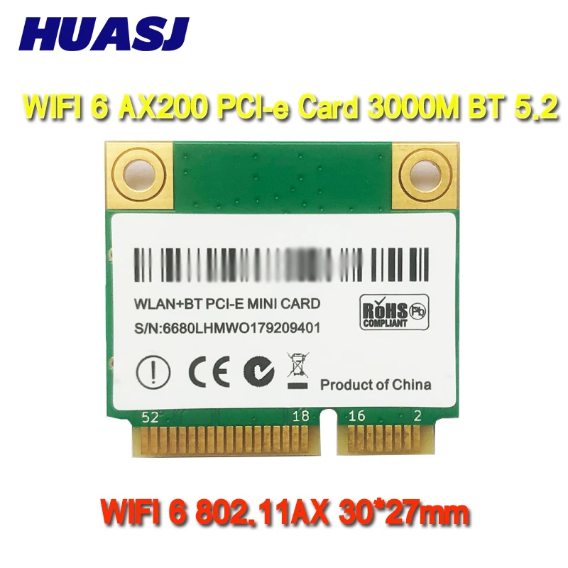 Huasj wifi 6 6e 802.11ax ax200 ax210 mini pci-e ax3000h bluetooth 5.2 2.4ghz/5ghz adaptador pk 9260ac 8265ac 7265ac 7260ac |