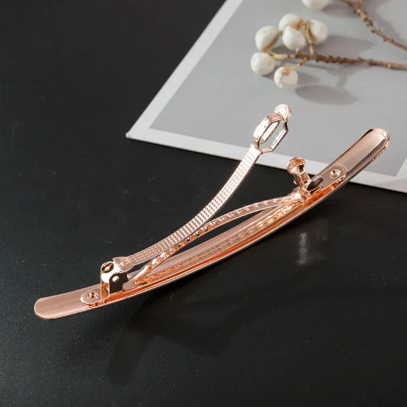 Весенняя розовая золотая заколка для волос автоматический зажим пустая