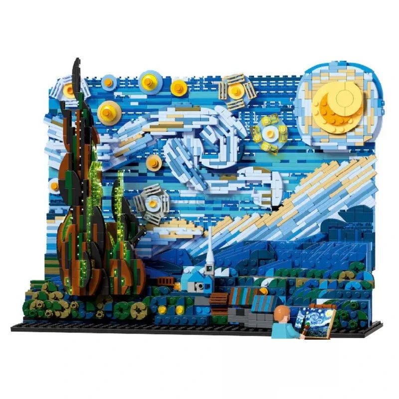 

The Starry Night 3001 MOC Art Painting Vincent Van Gogh Building Blocks Bricks Model Educational Toys Gifts For Children