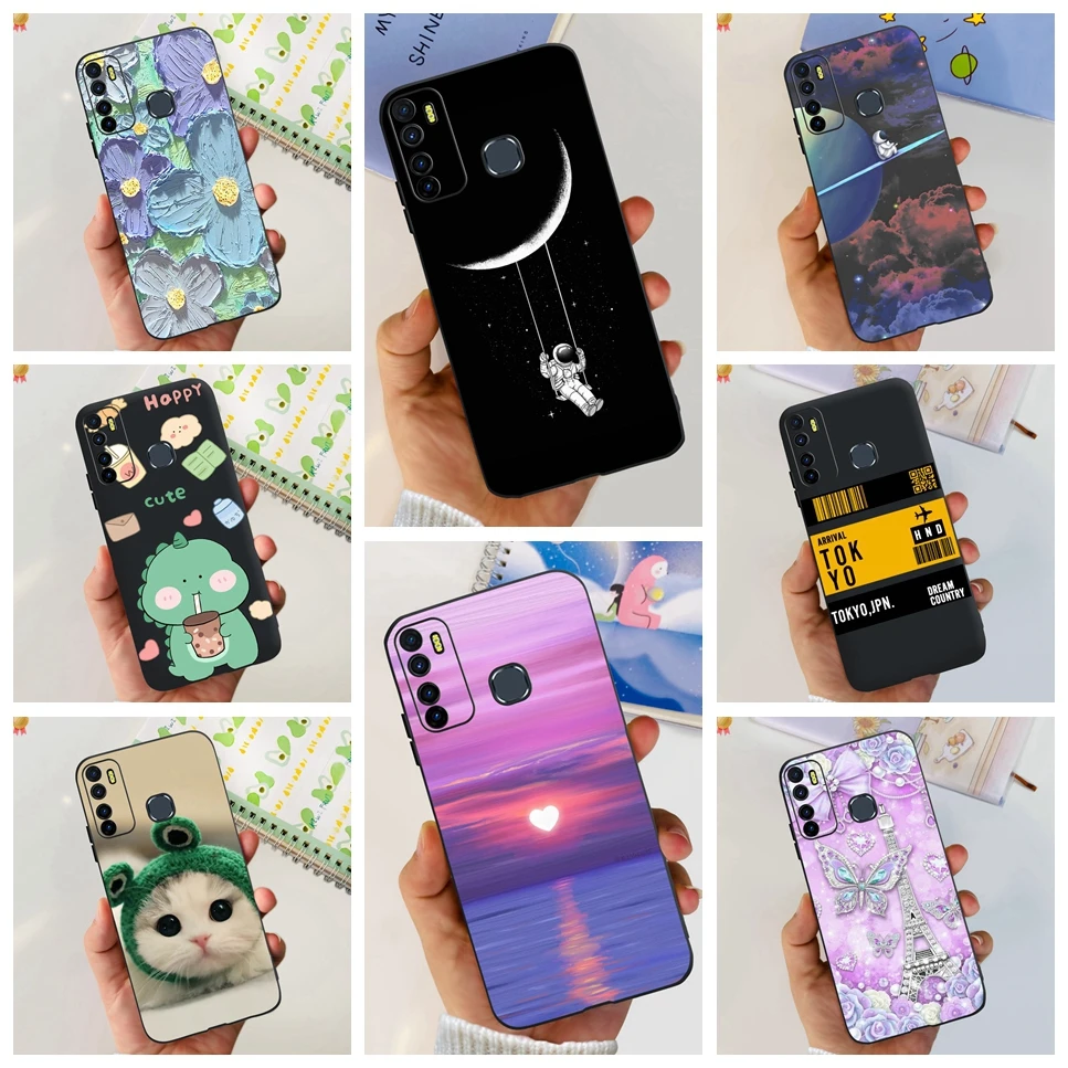 

For Infinix Hot 9 Case Fashion Cute Cartoon Astronaut Soft TPU Silicone Back For Infinix Hot9 Hot 9 Play 6.82'' Soft Funda Cover