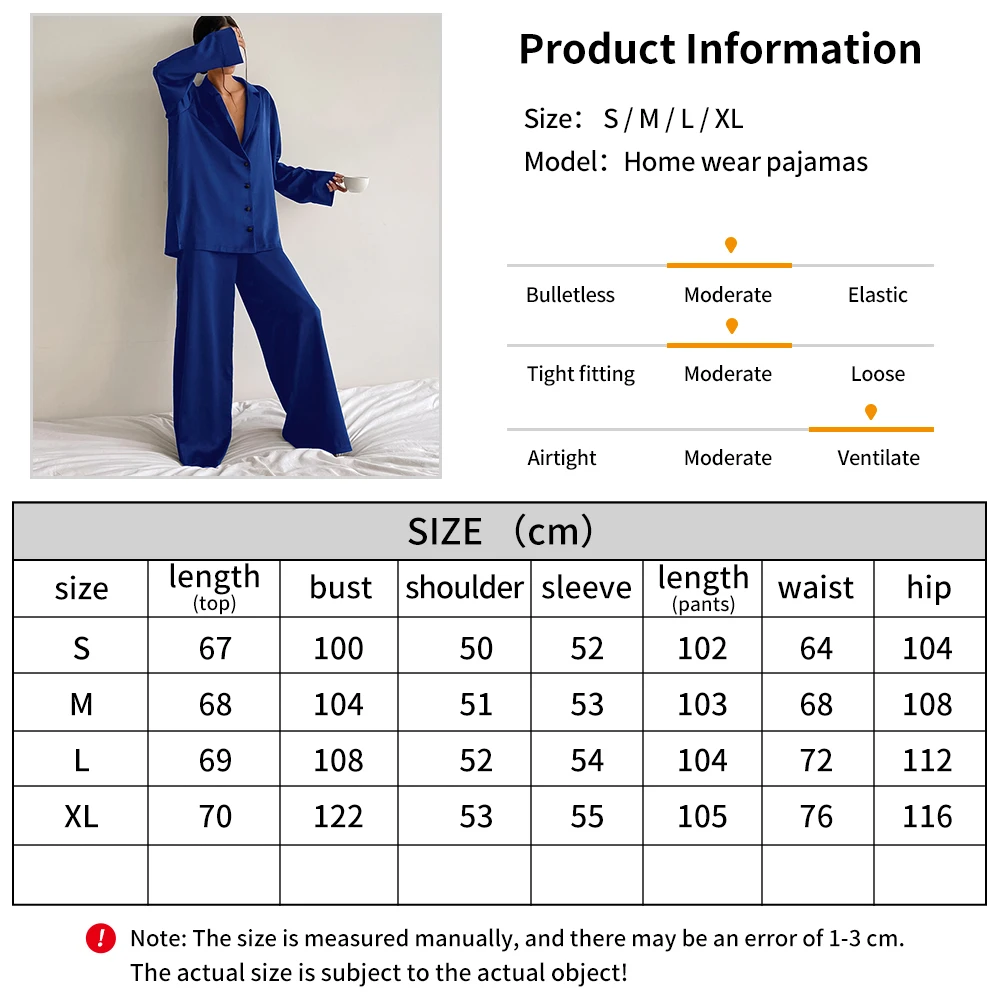 Spring and Summer Thin Women's Home Satin Nightwear Women's Fashion Ice Silk Relaxed Casual Style Can Be Outworn Cardigan Set