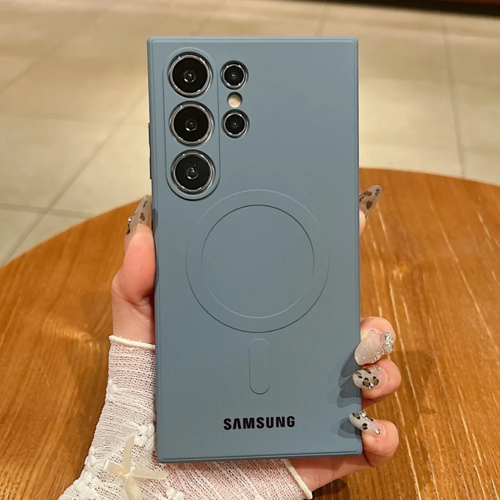 Фото Чехол для Samsung Galaxy S25 Ultra Magsafe, жидкий силиконовый магнитный чехол для S26 S24 S23 Ultra Plus S25 FE Edge, противоударный чехол №2