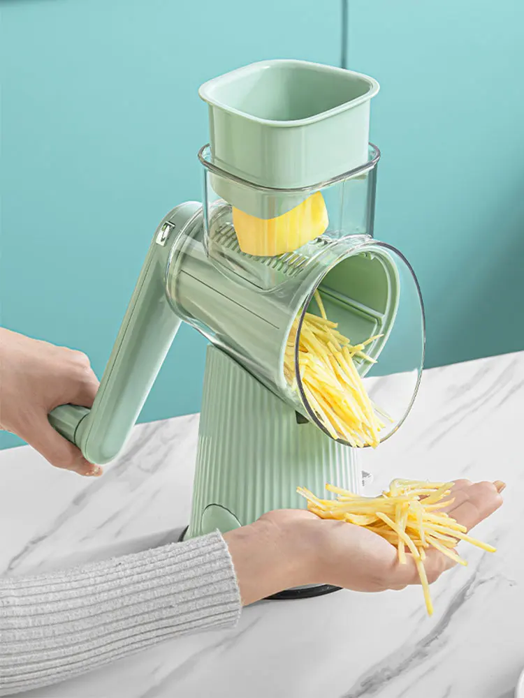 Rotary Cheese Grater Shredder with 3/5 Interchangeable Blades Vegetable Chopper for Fruit Vegetables