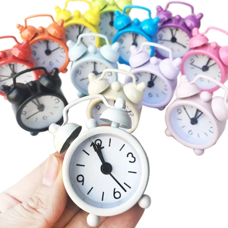 Electronic Round Number Double Bell Decoration Retro Portable Adapdesk Desk Table Digital Quartz Clock Home