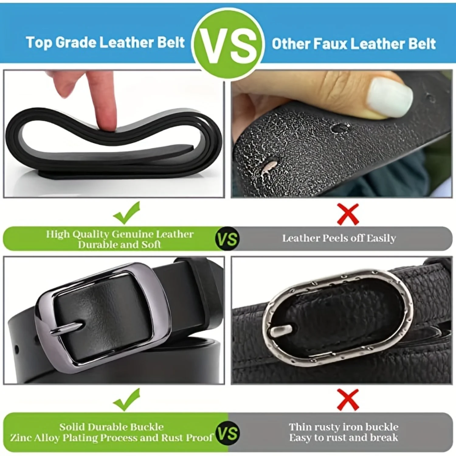 Ремень из натуральной кожи больших размеров простой однотонный повседневный