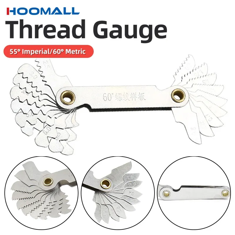 

55/60 Degree Thread Plug Gauge Metric Imperial Gear Tooth Screw Pitch Gauges Carbon Steel Measuring Tool Tap Thread Measurement