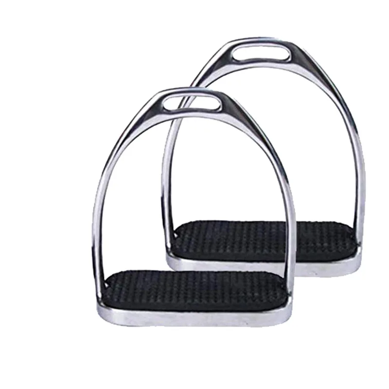 Stirrups for Saddle, Riding Equestrian Plating Iron Horse Stirrups Lightweight Wide Track Horse Stirrup with Rubber Horse Mat