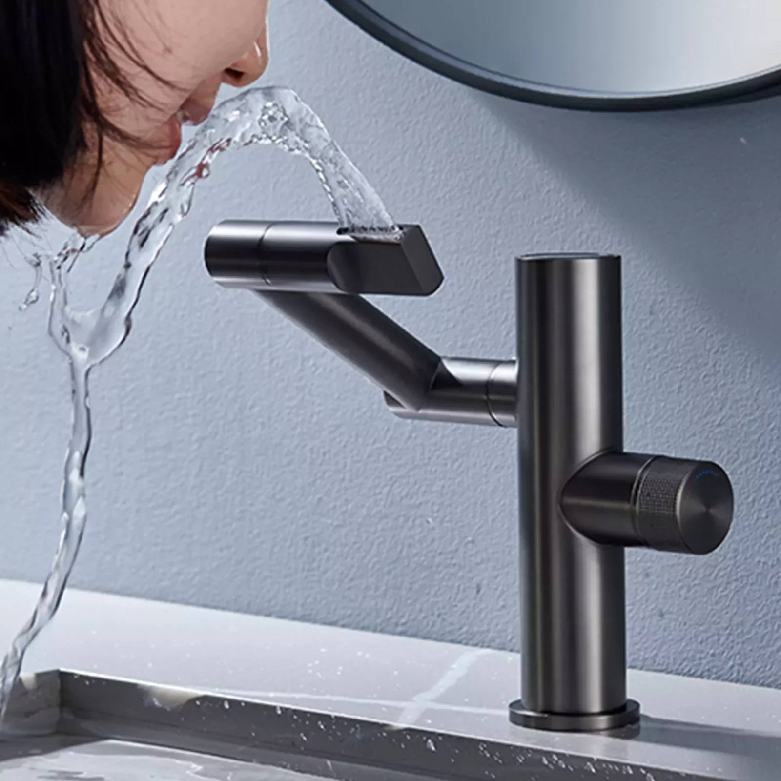 

720 Degree Basin Faucet Kitchen Sink Faucet with LED Temperature Indicator,Bathroom Faucet Mixer Aerator 2 In 1 Hot Cold Tapware