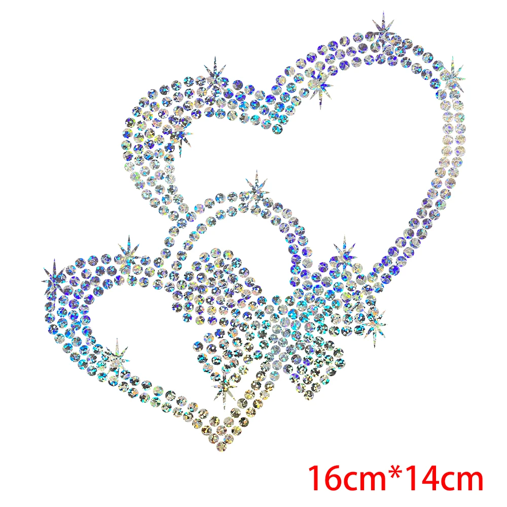 

Colorful Flash Sequins Pathes For Clothing Valentine's Day Heat Transfer Heart Butterfly Appliques For Clothing Fashion Decorate