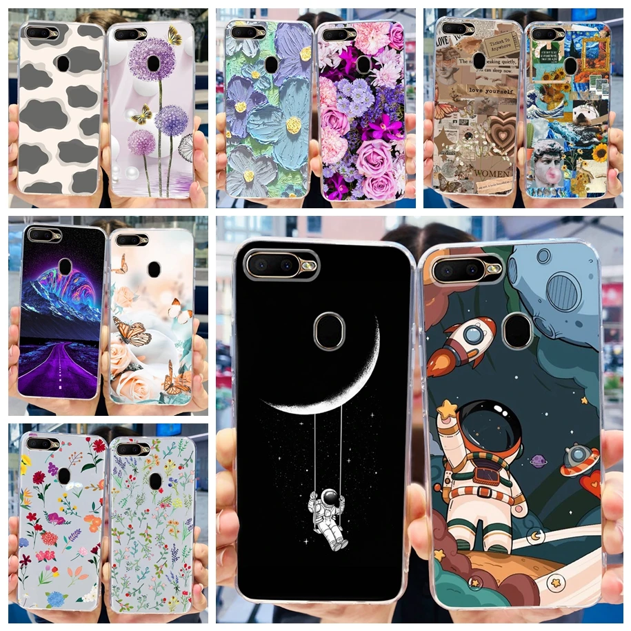 Для OPPO A5S A3S Обложка Женская ТПУ тонкая телефонная искусственная кожа для OPPO A12 AX5S A7 AX7 чехол на OPPOA12 силиконовый чехол