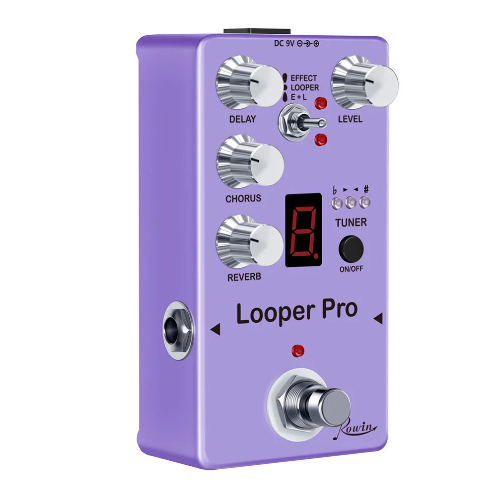 

ROWIN Looper Pro Digital Effect Pedal 40s Loop Recording Reverb Chorus Delay and Tuner Superior Sound Performance