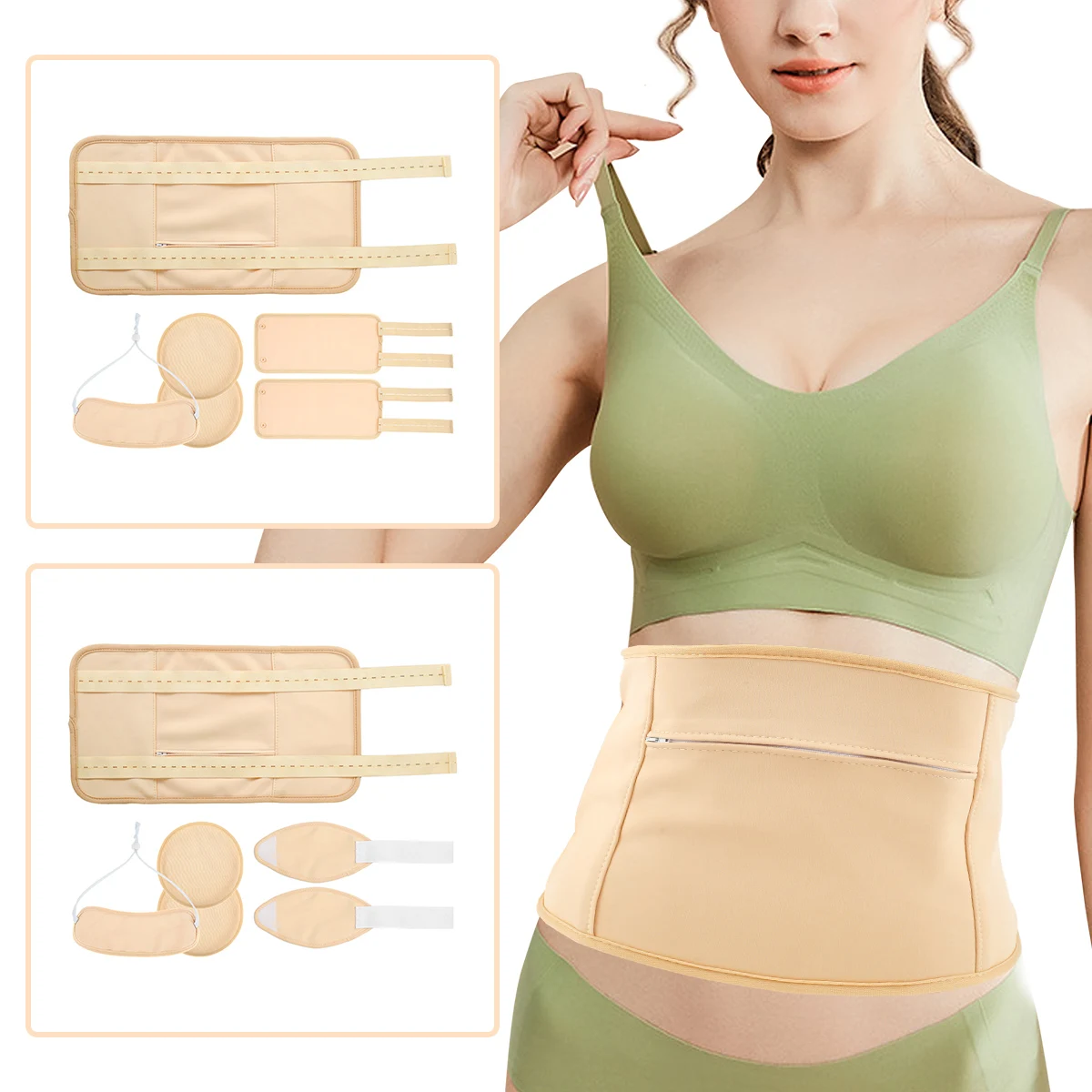 

4Pcs Waist Neck Oil Pack Set with Chest Pads Washable Reusable Knee Essential Oil Wrap Mess-Free Oil Pack Wrap with Adjustable