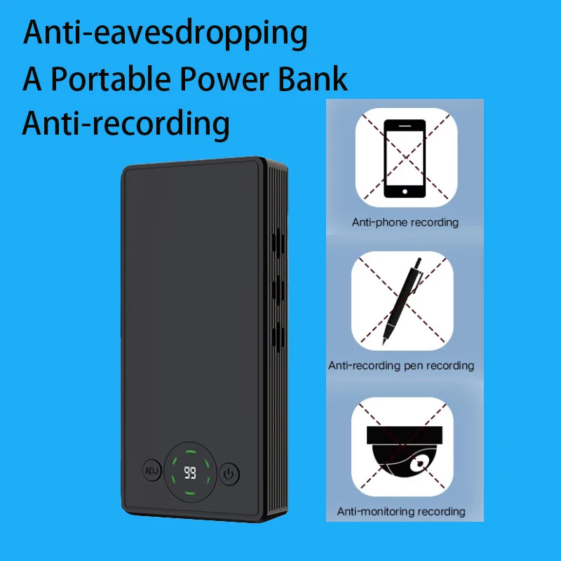 Anti-Recording Anti-Eavesdropping Jammer Signal Blocker Ultrasonic Interference with Remote Controller Portable Power Bank