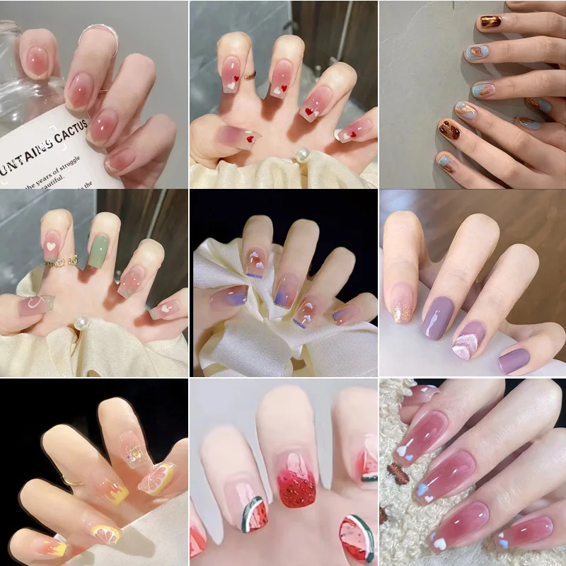 

Wearing Nail Enhancement Removable False Nail Patch Mesh Red Girl Short Nail Enhancement Product Cute New Style
