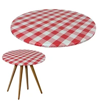 round fitted tablecloth elastic round fitted tablecloth waterproof washable red and white plaid table cover for spring summer