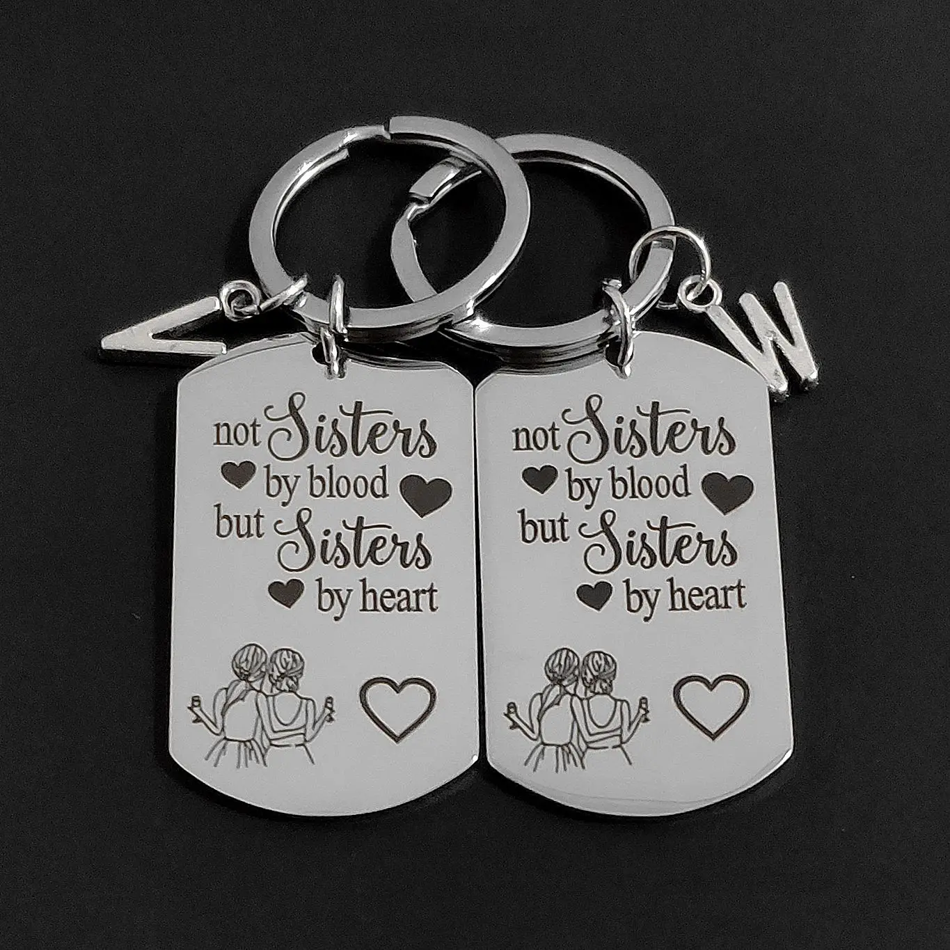 

Keys Holder Sisters By Heart Graduation Birthday Keyring Gift Best Friend Stainless Steel 26 Initials Anniversary Creative